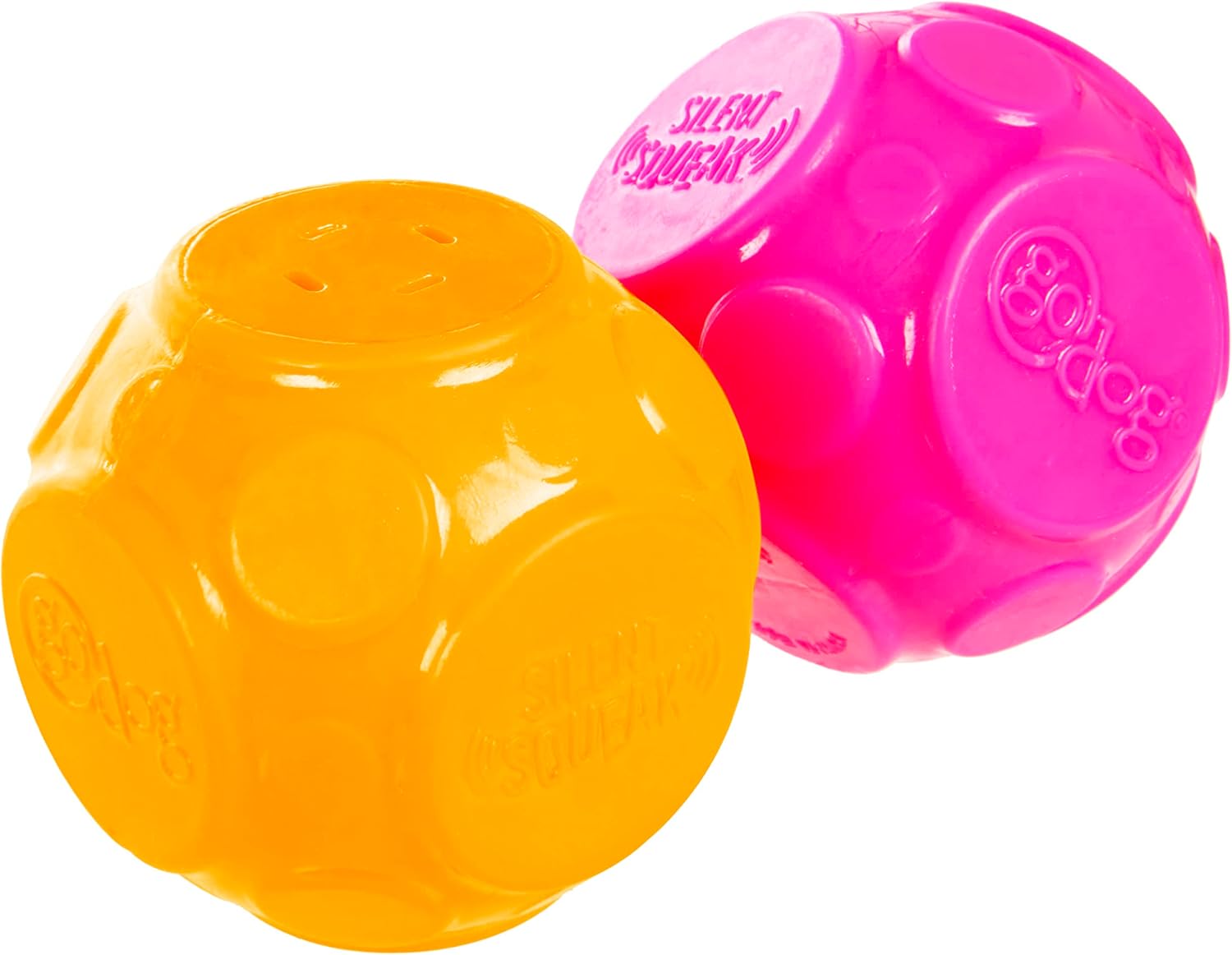 Pet Supplies goDog 2Pack Silent Squeak Ball Dog Toy Set, for Light
