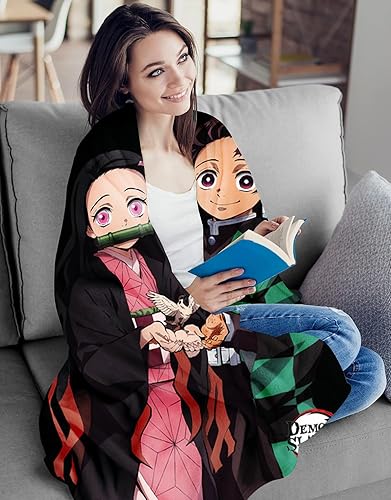Miniatura 5 de JUST FUNKY Demon Slayer Tanjiro Kamado - Manta de felpa  Manta de 45 x 60 pulgadas con Tanjiro y Nezuko  Decoración del hogar  Manta de anime