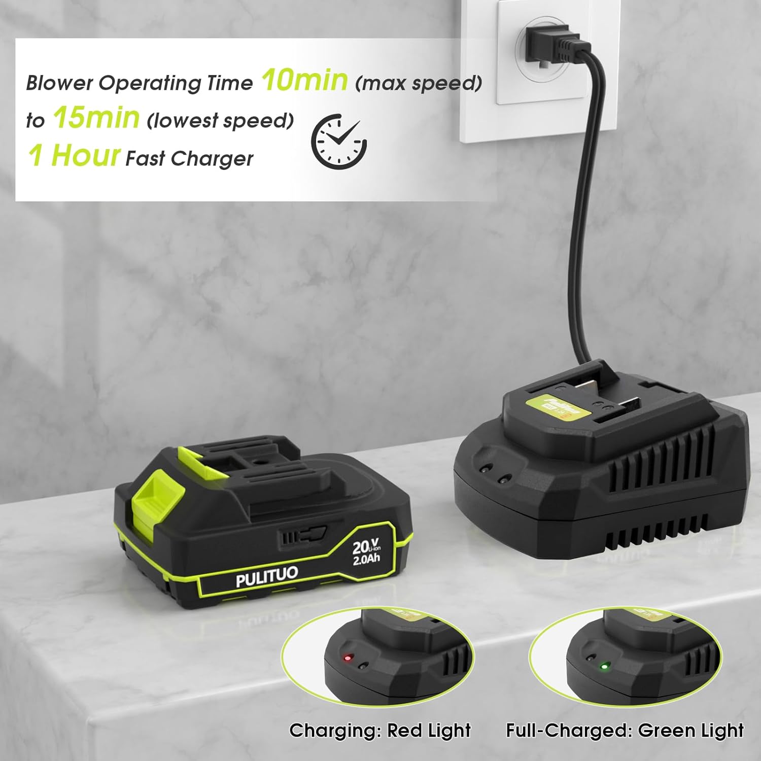 PULITUO Leaf Blower Cordless, 3 in 1 Small Leaf Blower- 180MPH 20,000RPM Brushless Mini Blower Cordless Handheld Battery Blowers for Lawn Care, Dust, Grass and Car (1 Battery)