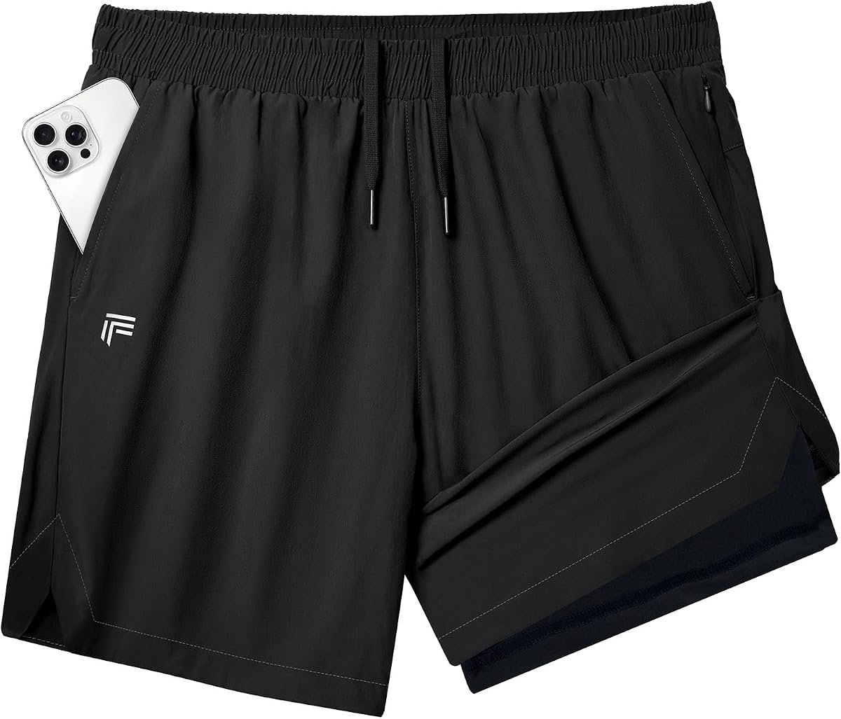 Mens 2 in 1 Running Shorts 7 inch Inseam with Liner Quick Dry Athletic Workout Gym Tennis Shorts with Phone Pockets