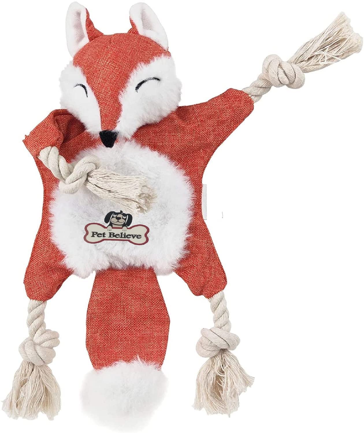 Pet Believe The Fox, Crinkle Dog Toy, 3 in 1 Plush Dog Toy with Rope Legs,Squeakers and Crinkle Paper, Durable Stuffing Free Squeaky Dog Toy for Puppies, Small, and Medium Dogs(Orange) (B0B1PZM6FD) Amazon Price History, Amazon Price Tracker