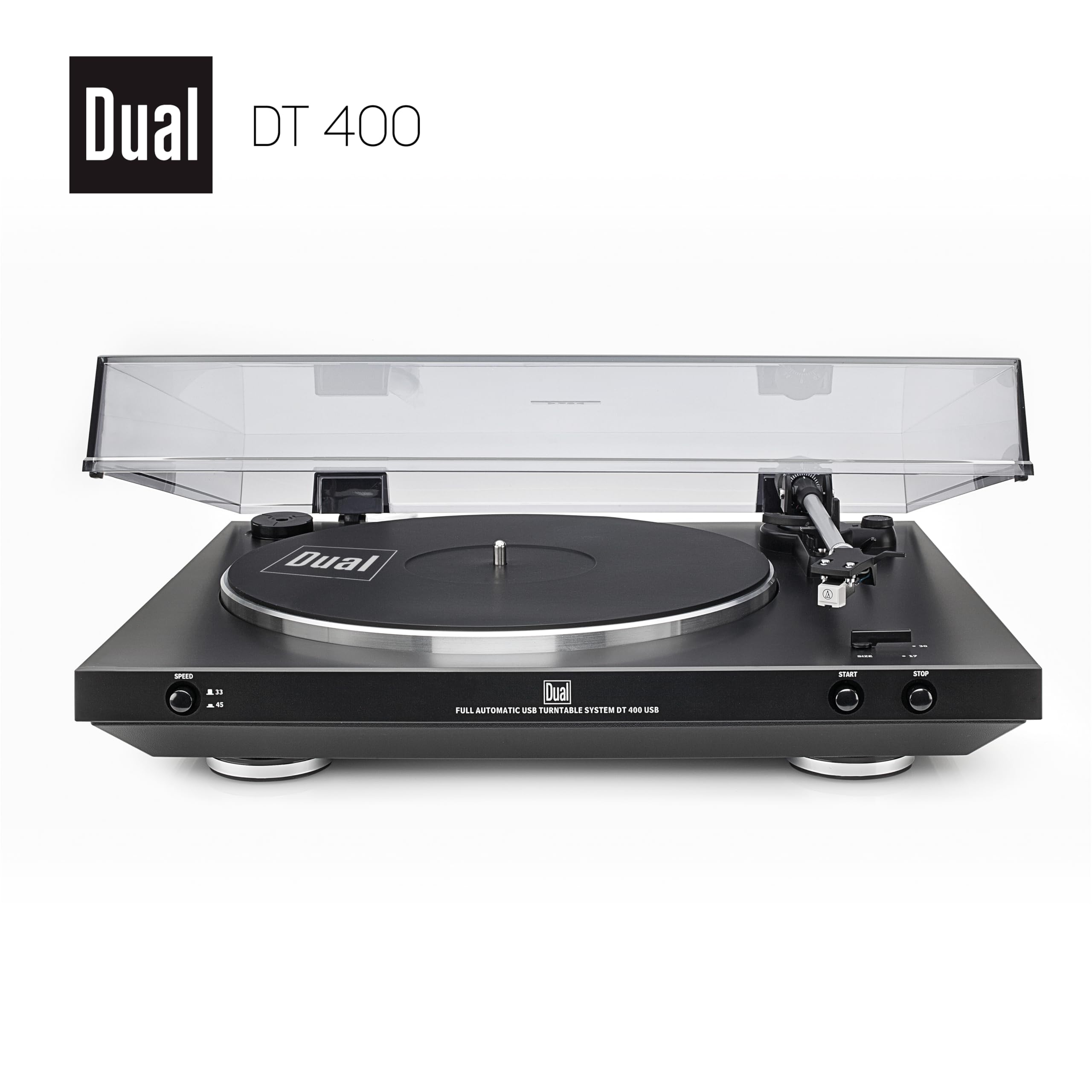 Dual DT 400 USB Vollautomatik Plattenspieler (33/45 U/min, Magnet-Tonabnehmer-System, USB-Anschluss, Entzerrer-Vorverstärker) schwarz