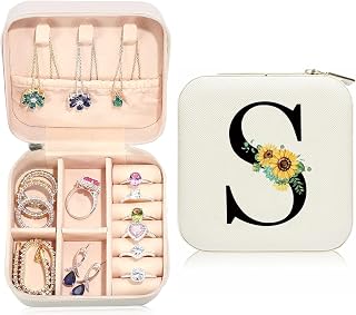 Sunflower Jewelry Case,Sunflower Gifts for Women,Initial Travel Jewelry Box,Personalized Gifts for Teen,Mom,Wife,Bridesmaids,21st Birthday Gifts for Her