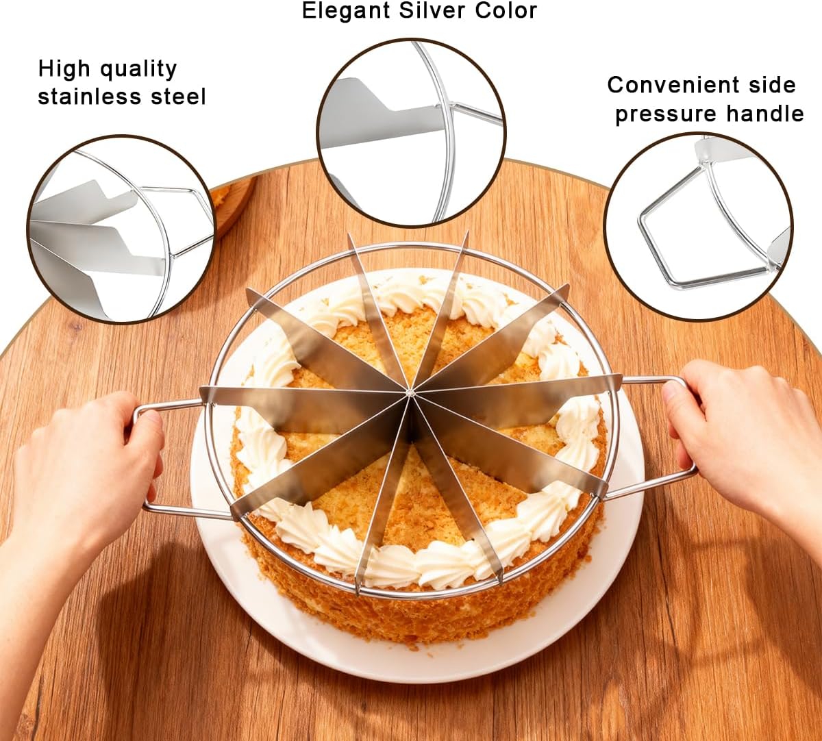 Cake Cutting Machine Cheesecake Slicer, 10 Blade Circular Stainless Steel Cake & Pizza Divider - Uniform Slicing Tool for Commercial and Household Kitchens, Baking, Parties, and Catering