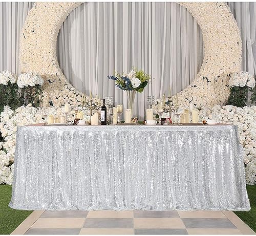 Miniatura 2 de Eternal Beauty Falda de mesa de lentejuelas de 6 pies para mesa de pastel, decoración de zócalo de mesa para fiestas, bodas, fiestas de cumpleaños
