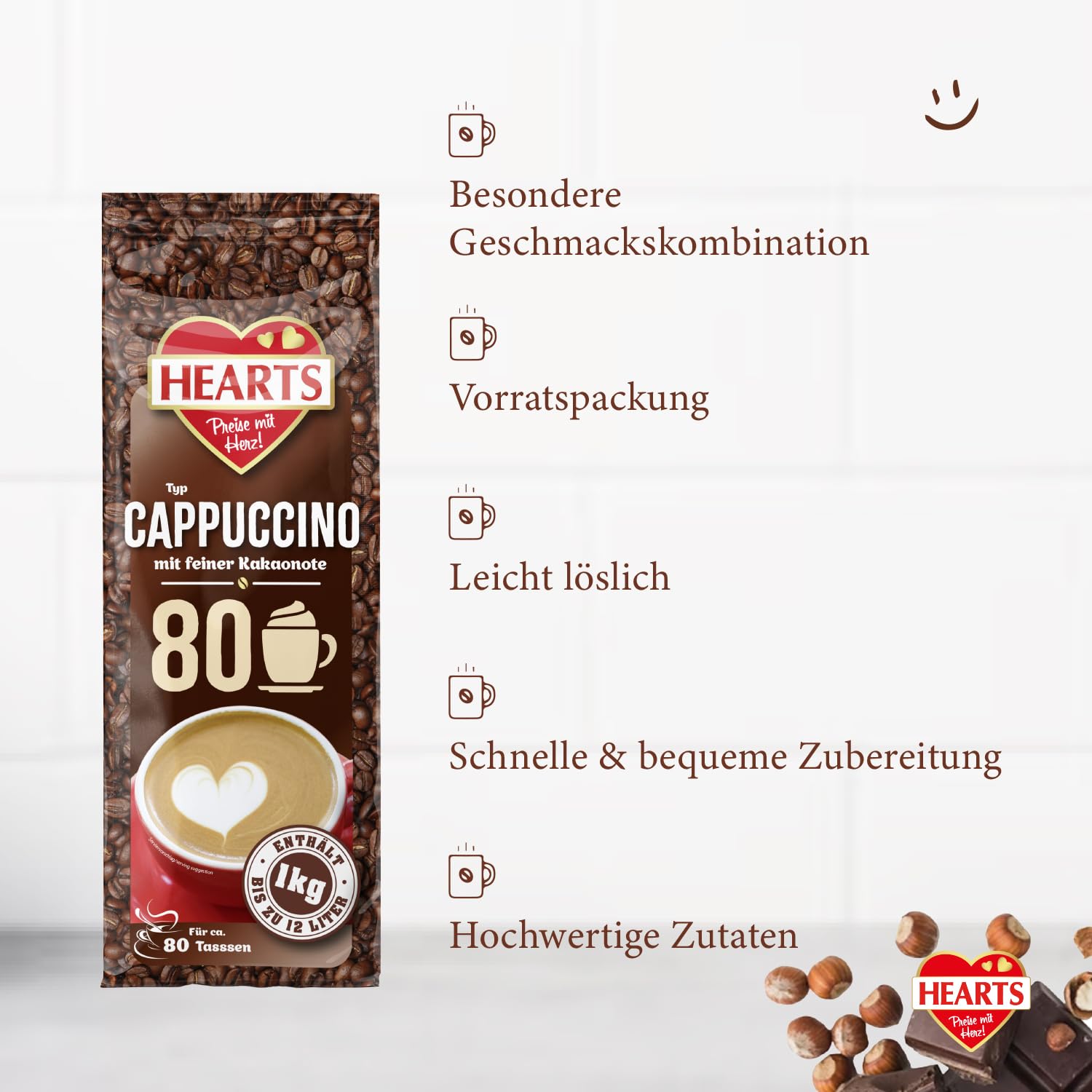 HEART Cappuccino rozpuszczalna kawa instant 2 x 1 kg intensywny aromat mleczny kremowy