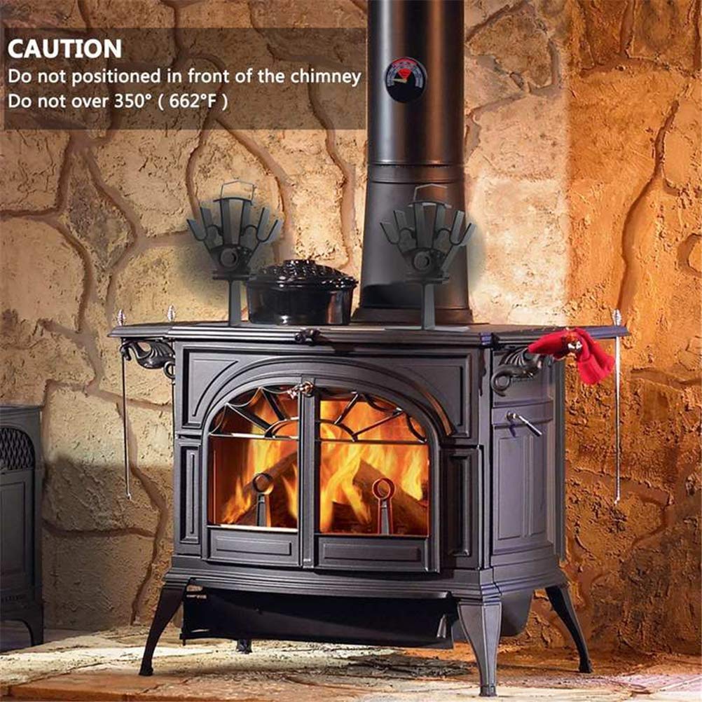 Ventilador de Chimenea de Estufa de leña de 5 aspas, Ventilador de Quemador de leña, Motores silenciosos, circula Aire Caliente/calentado, Ventilador de Estufa ecológico para Estufas de