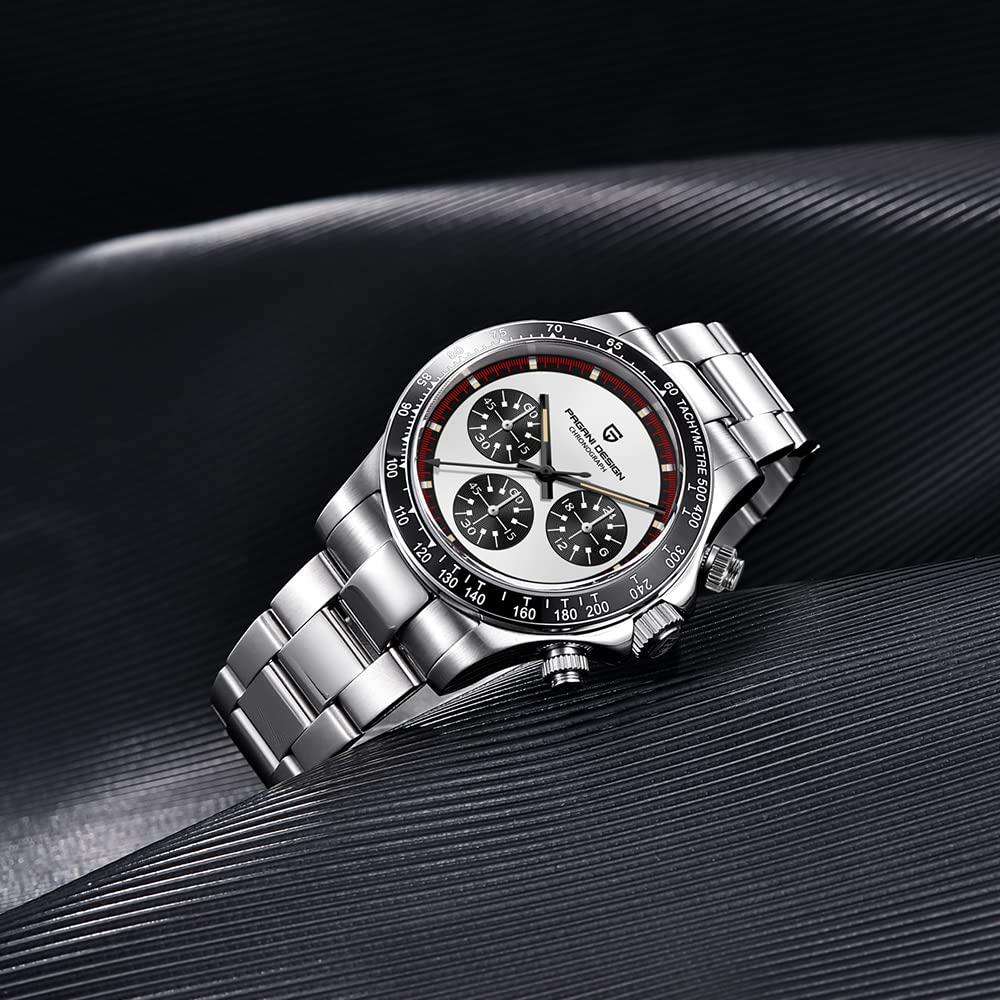 Pagani Design Orologio al quarzo da uomo cronografo multifunzionale 40MM acciaio inox Zaffiro sintetico 100M impermeabile cinturino in pelle Orologi sportivo di lusso