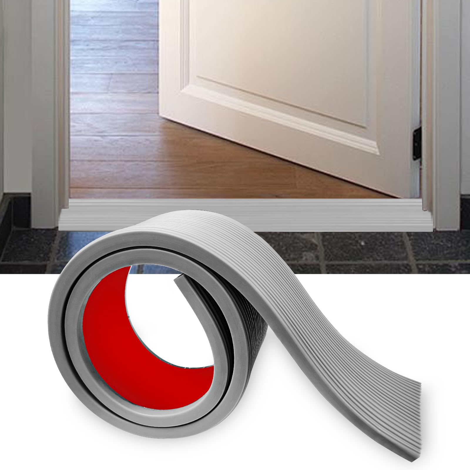 Soglia di Dislivello Pavimento 100 x 8 x (1-3) cm, Rampa di Soglia in Gomma Autoadesiva, Profilo di Transizione Pavimento Tagliabile, Profilo di Raccordo per Pavimenti (2,0 cm-Altezza, Grigio)