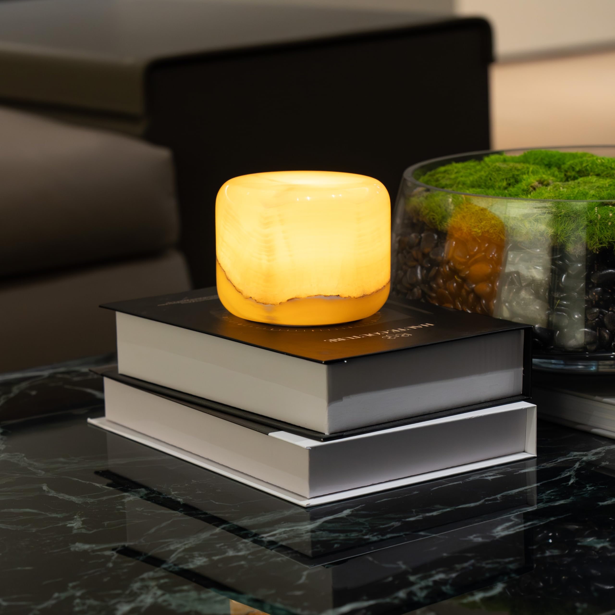Marmorlampe Nachtlicht Touch-Nachttischlampe für Schlafzimmer, wiederaufladbare kleine Schreibtisch-Nachttischlampe vom Typ C, augenschonende dimmbare LED-Ambientelampe (Amber Jade)