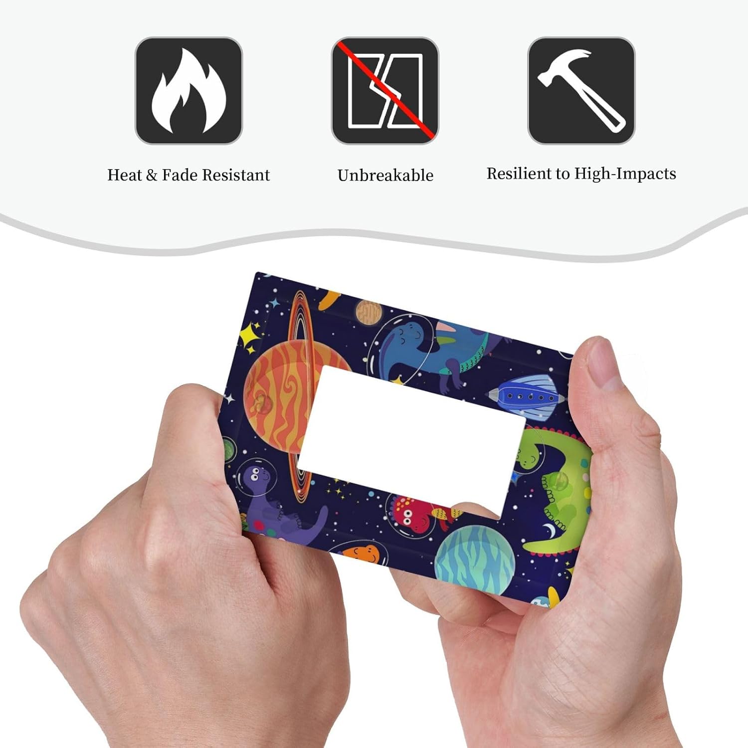 Funny Astronaut Dino Kids Dinosaur Outer Space Nebula Planet Boy Playroom 1 Gang Electrical Decora/GFCI Device Wallplate Single Decorator Rocker Outlet Light Switch Cover Electrical Faceplate Dimmer image 5