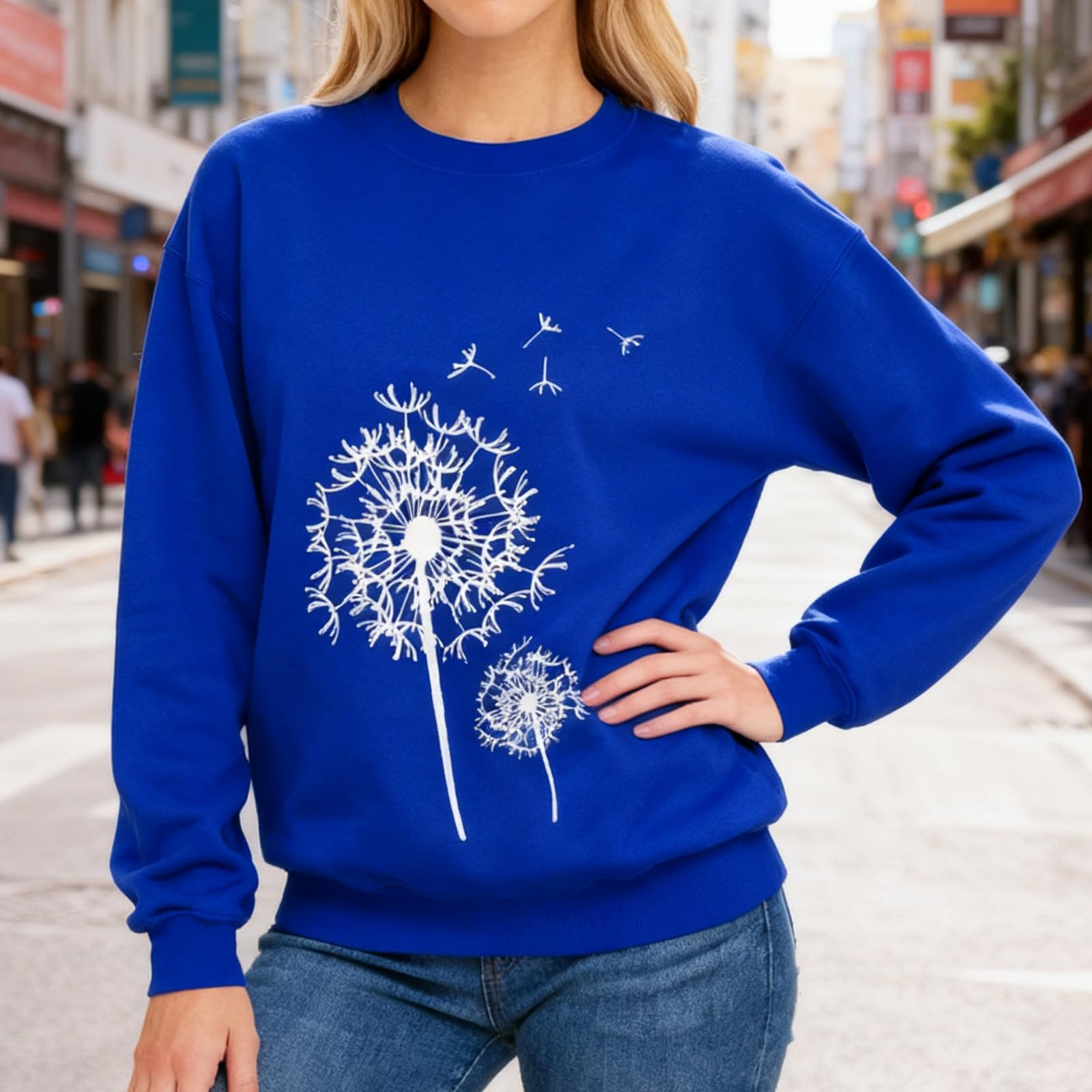 Sudadera para mujer, cuello redondo, manga larga, cómoda, holgada, informal, para primavera y otoño — view 2