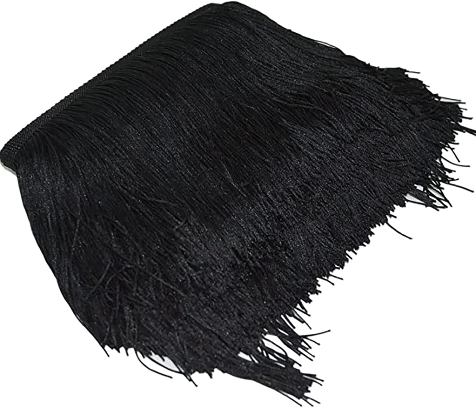 10Yard/Lot 15CM Long Lace Trim Color Polyester Tassel Fringe Trimming for DIY Latin Dress Stage Clothes Accessories (Black)