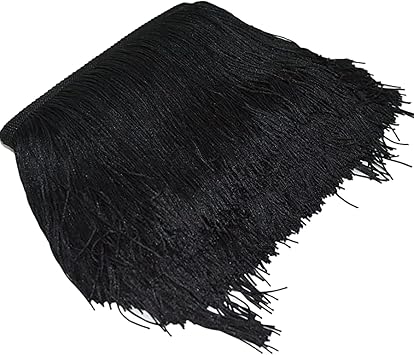 10Yard/Lot 15CM Long Lace Trim Color Polyester Tassel Fringe Trimming for DIY Latin Dress Stage Clothes Accessories Black