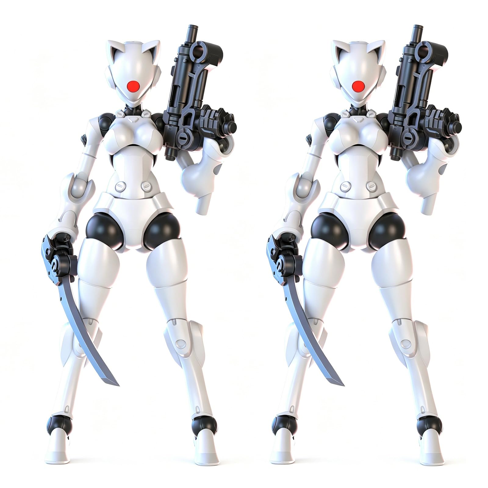 1: 18 Mecha Plastic Action Figures, Swift Female Extraordinary, Mecha Woman, 7 Weapon Modes, 8 Hand Shapes,2PCS 4 inch Action Figures