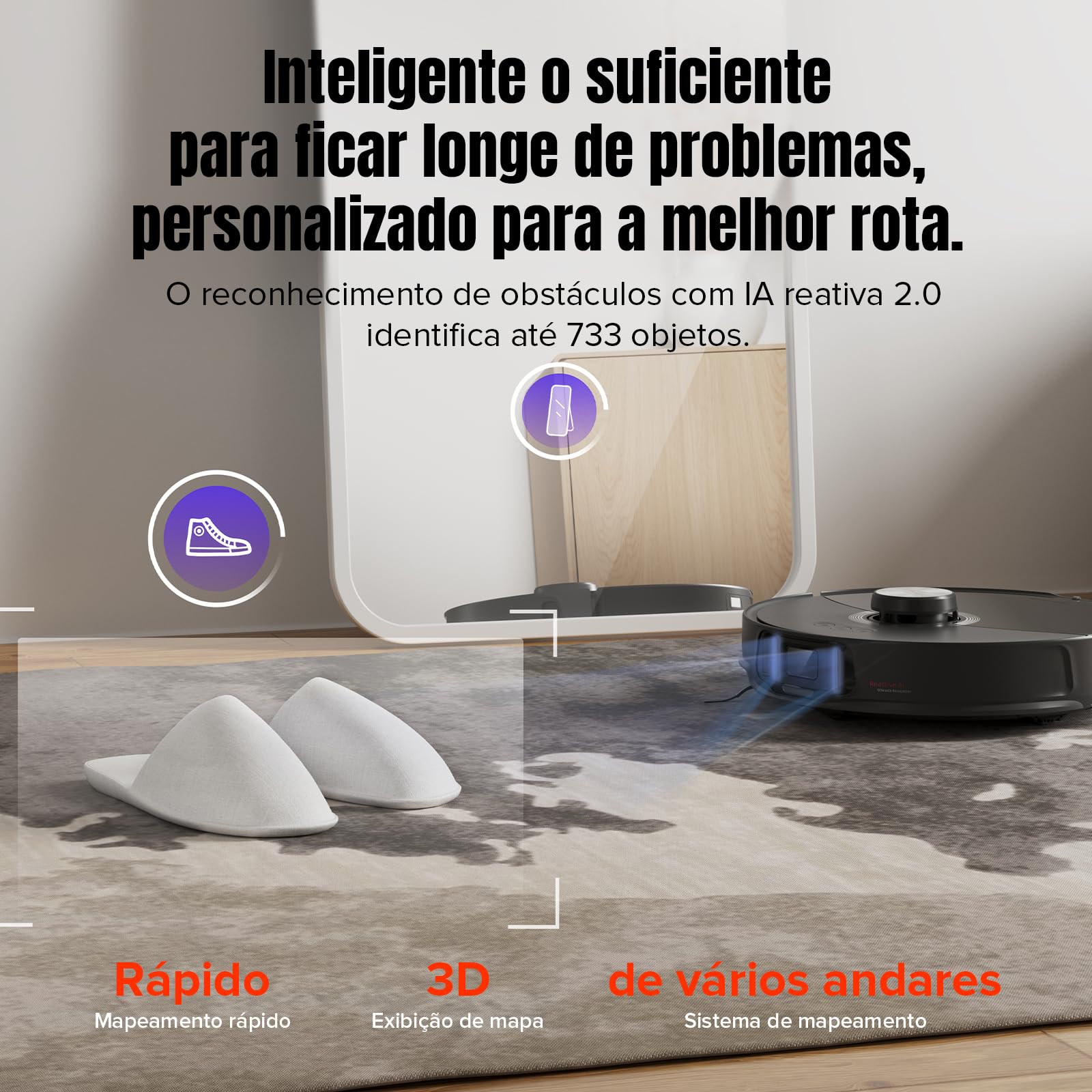 Robô aspirador/passa pano sônico Roborock S8 MaxV Ultra, sucção
