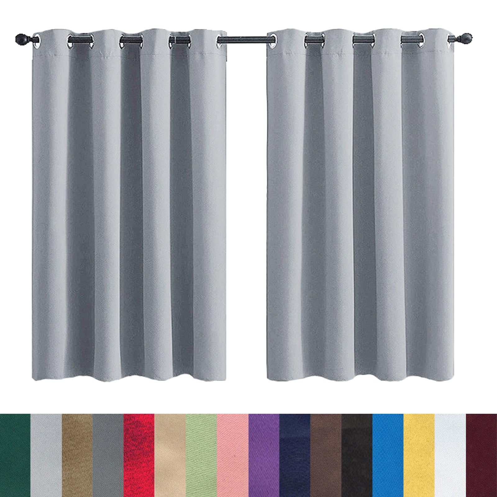 GAIFNAG Curtains for Bedroom Blackout 200 x 260 cm Drop Eyelet, Lightweight, Thermal Insulated Woven Voile Gathering Tape Curtain for Bedroom and Living Room, Grey — image 1