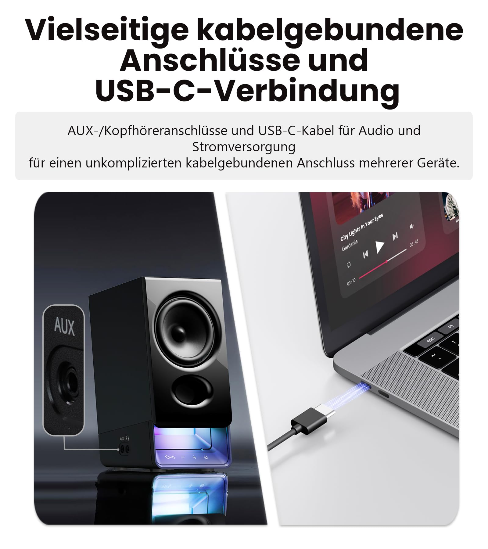 Edifier R20BT USB-betriebene Computerlautsprecher, 2,75-Zoll-Breitbandlautsprecher, Bluetooth 6.0,Touch-Bedienelemente,AUX-Eingang,benutzerdefinierte Umgebungslichtund Klangprofile über APP – Schwarz