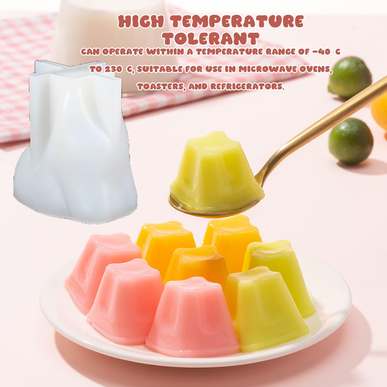 Molde de Silicona para Pudin y Pastel, Molde de Gato 3D, 5 Piezas, Resistente a Microondas y Congelador, para Postres de Leche, Gelatina y Chocolate