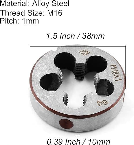 Miniatura 47 de M20 x 1,5 rosca métrica derecha muere para roscado, rosca de 0.787 in y paso de 0.059 in, acero de aleación