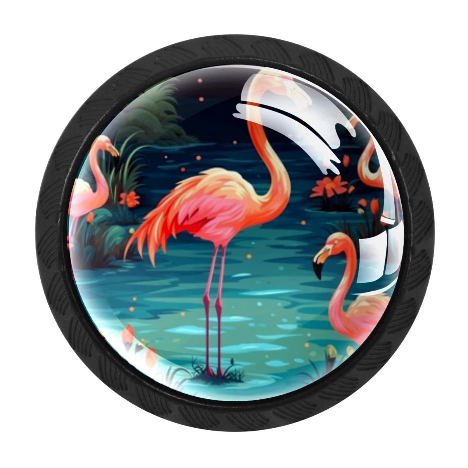 Chenzzzz Multicolored 06 4 Pack Cabinet Handles Black Flamingo Rainforest Cabinet Knobs Draw