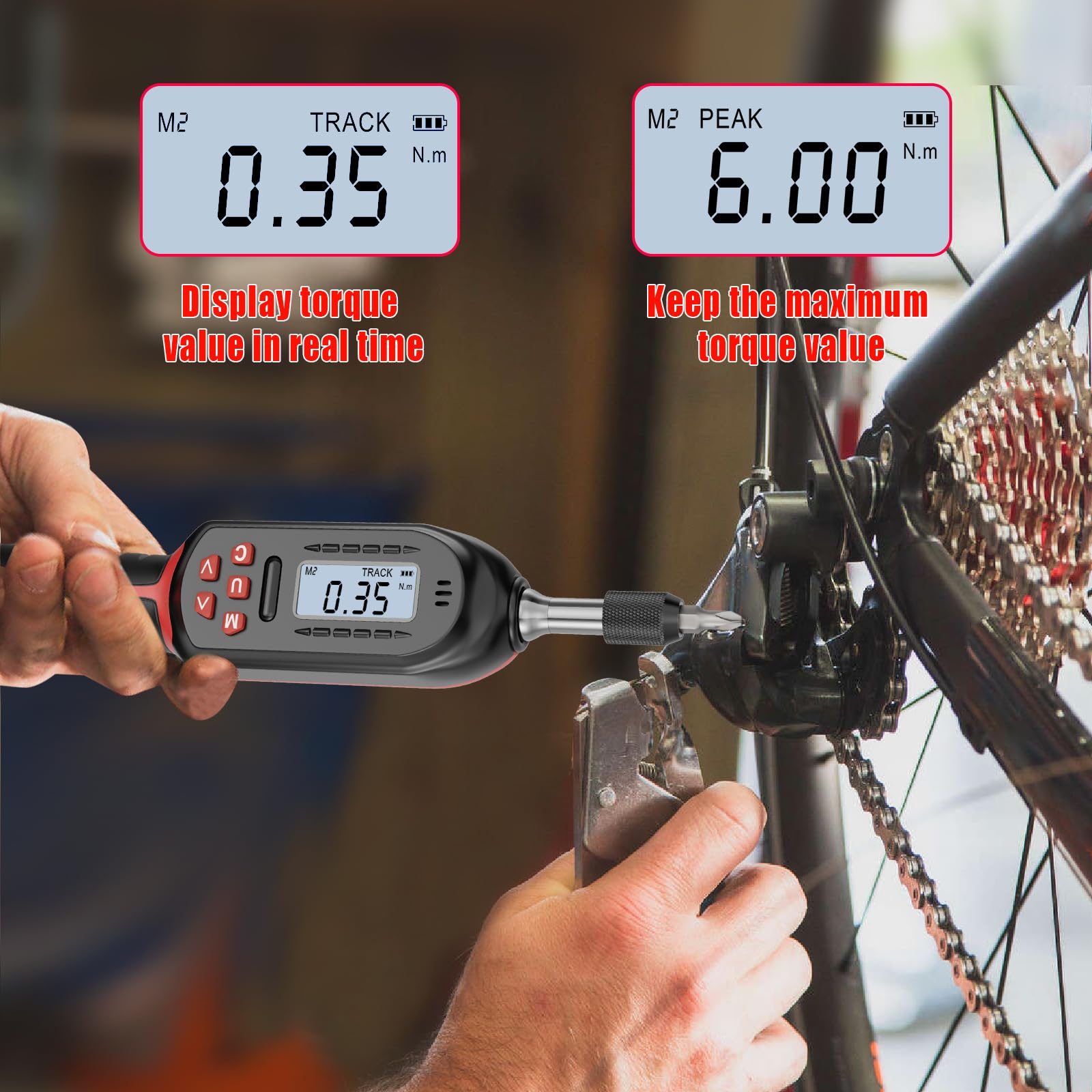 Cacciavite Dinamometrico VANPO 1/4″ – 1-8 Nm, Set 60 Punte S2, Scatto A Clic Per Riparazioni Bici