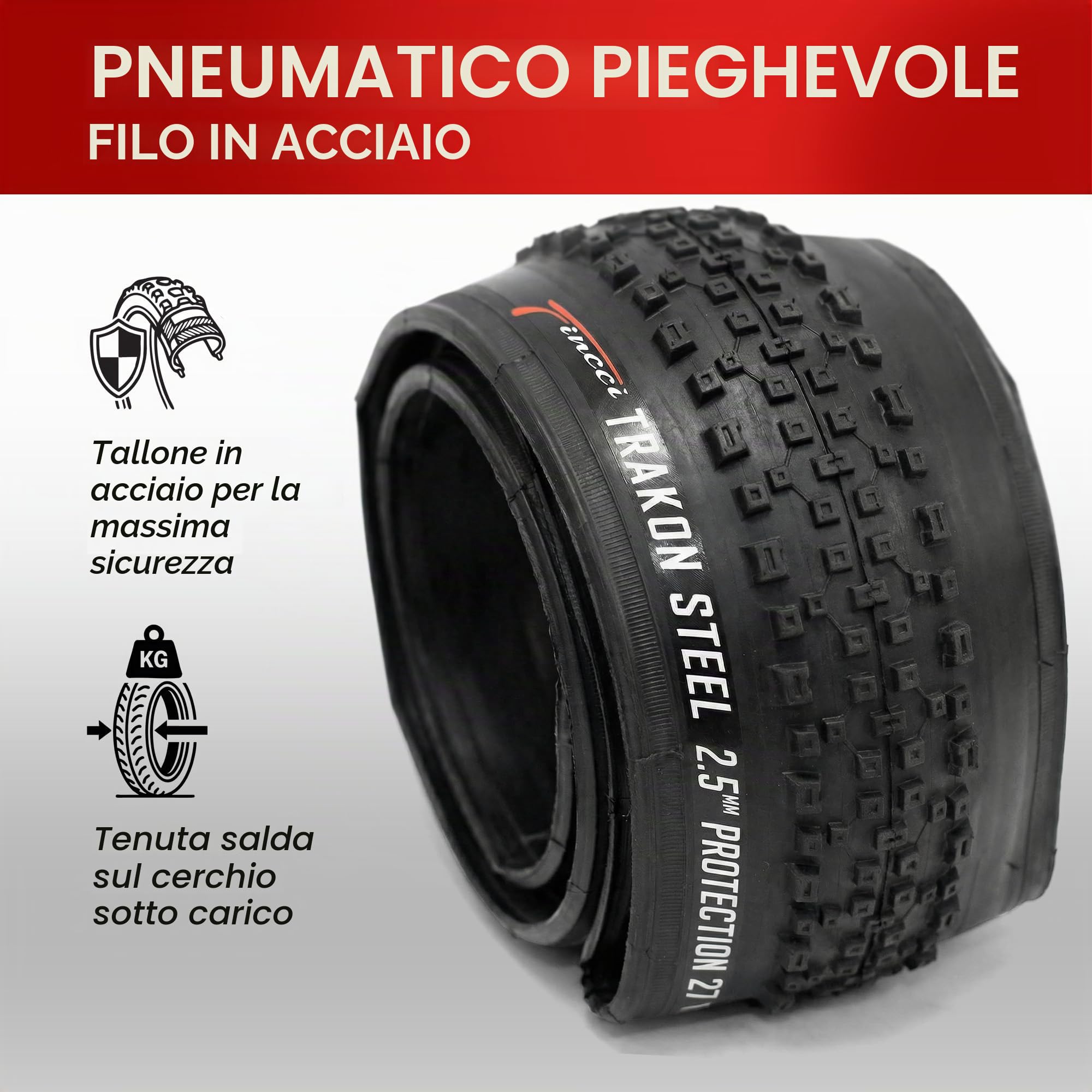 Fincci Coppia Copertoni MTB 29 x 2.10 ETRTO 54-622 Pieghevoli Antiforatura | Protezione Antiforatura da 2,5 mm e Carcassa 27 TPI per una Guida Sicura fino a 40 PSI su MTB, Sentieri, Trail e Sterrato