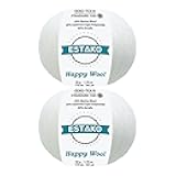 Estako Happy Wool (2 Skeins Pack) 40% Merino Wool 20% Cashmere Type Polyamide 40% Acyrlic Fingering Weight Soft Knitting and Crochet Yarn (2 x 1.76 oz) (2 x 191 yds) (8001 - White)