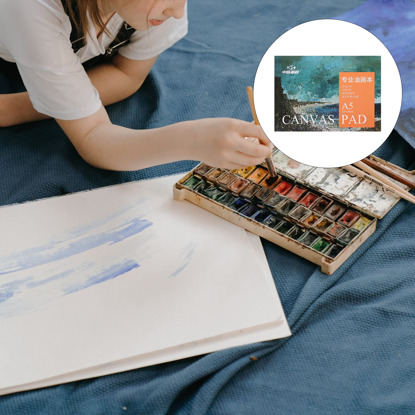 HEALLILY Kids Paper Pad Oil Painting Paper Pad A5 Blank Oil Painting Canvas Paper Watercolor Painting Canvas Pad Acrylic Paper for Painting Supplies White Canvas Panel - Image 3