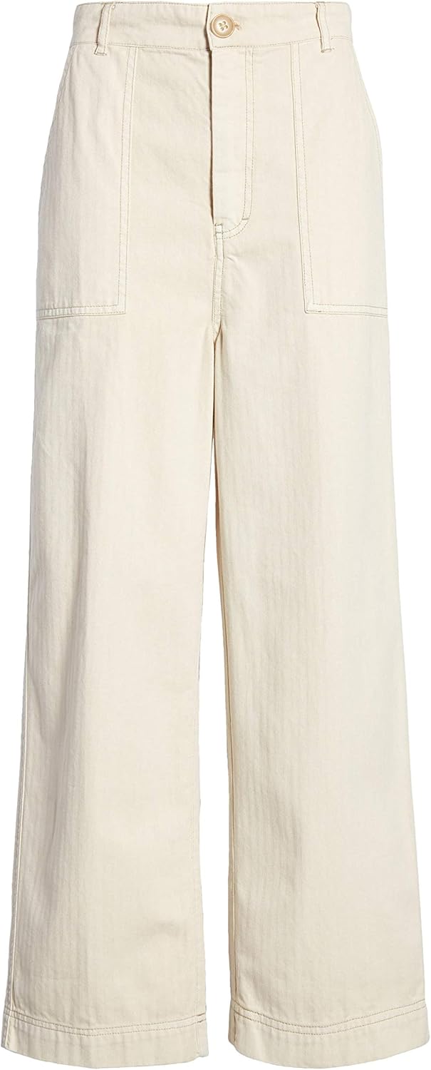 Free People Womens Sunday Skies Cotton High Rise Wide Leg Pants