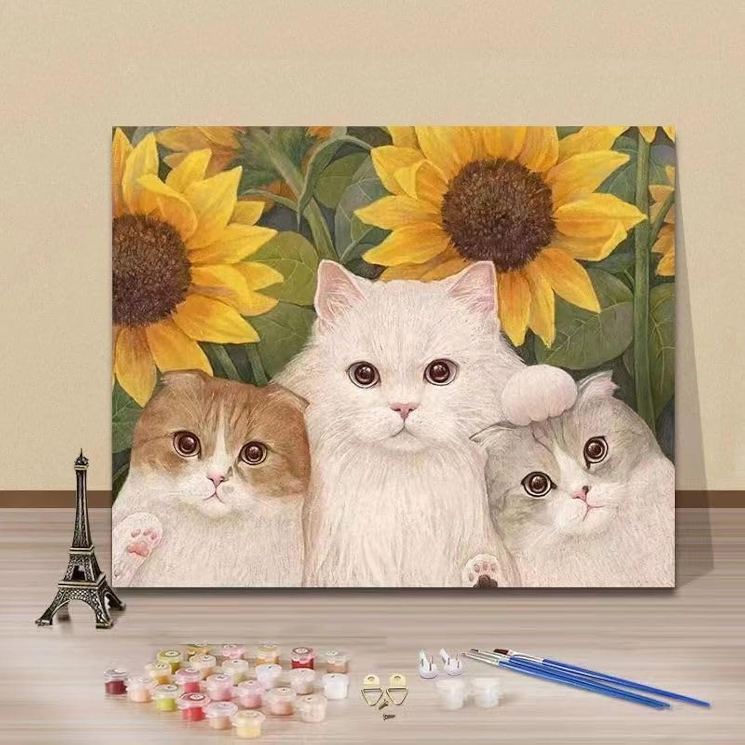 clines Paint by Numbers for Adults Easy for Beginners Cats Flowers,40 * 50cm DIY Paintings Art Set Acrylic Paint DIY Oil Painting for Adults Kids Paint by Number