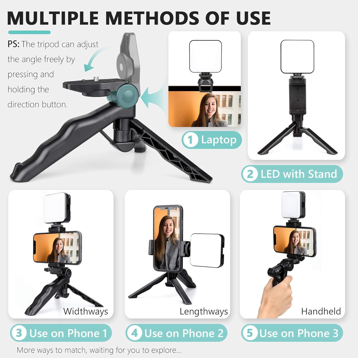 Uр Tо 40% оƒƒ Vamson Video Conference Lighting Kit with Tripod Stand /Zoom Lighting for Computer / Laptop Light for Video for Remote Working / Zoom Calls Webcam Lighting / Self Broadcasting and Live Streaming AVL01