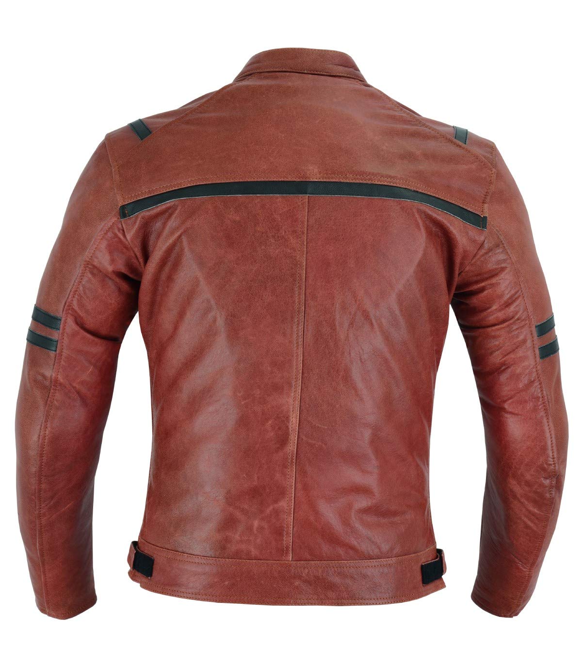 LOVO - Chaqueta de Cuero para Moto Custom - Chaqueta para Moto de Cuero Auténtico Unisex - Chaqueta Moto Hombre y Mujer Estilo Vintage - Con Protecciones CE - Cazadora de Moto Segura