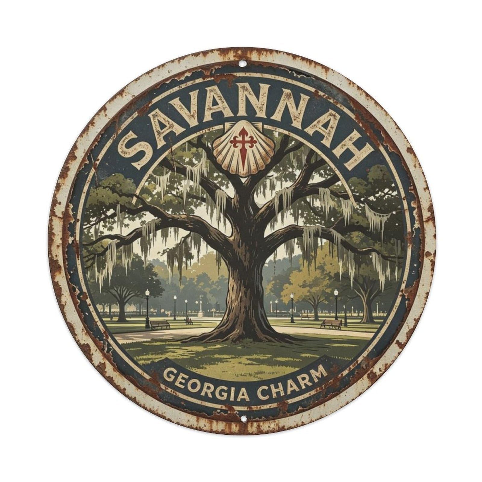 Savannah Georgia Charm Metal Tin Sign Plaque