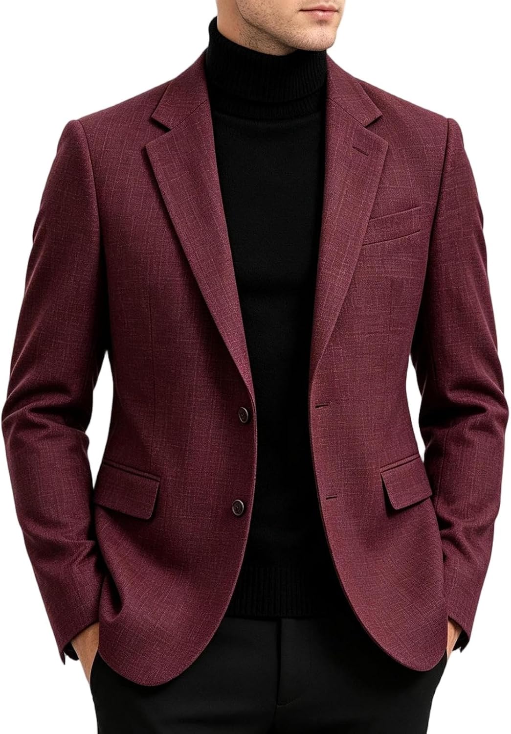 Men's Notched Lapel Blazer Button Front Lined Classic Suit Jacket