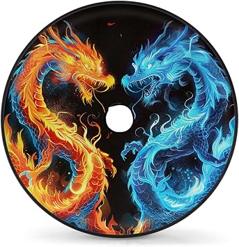 Spare Tire Cover with Backup Camera Hole Dragons Glowing 15inch Wheel Cover Protector Universal Fit for Trailer,RV,Camper,SUV,Truck