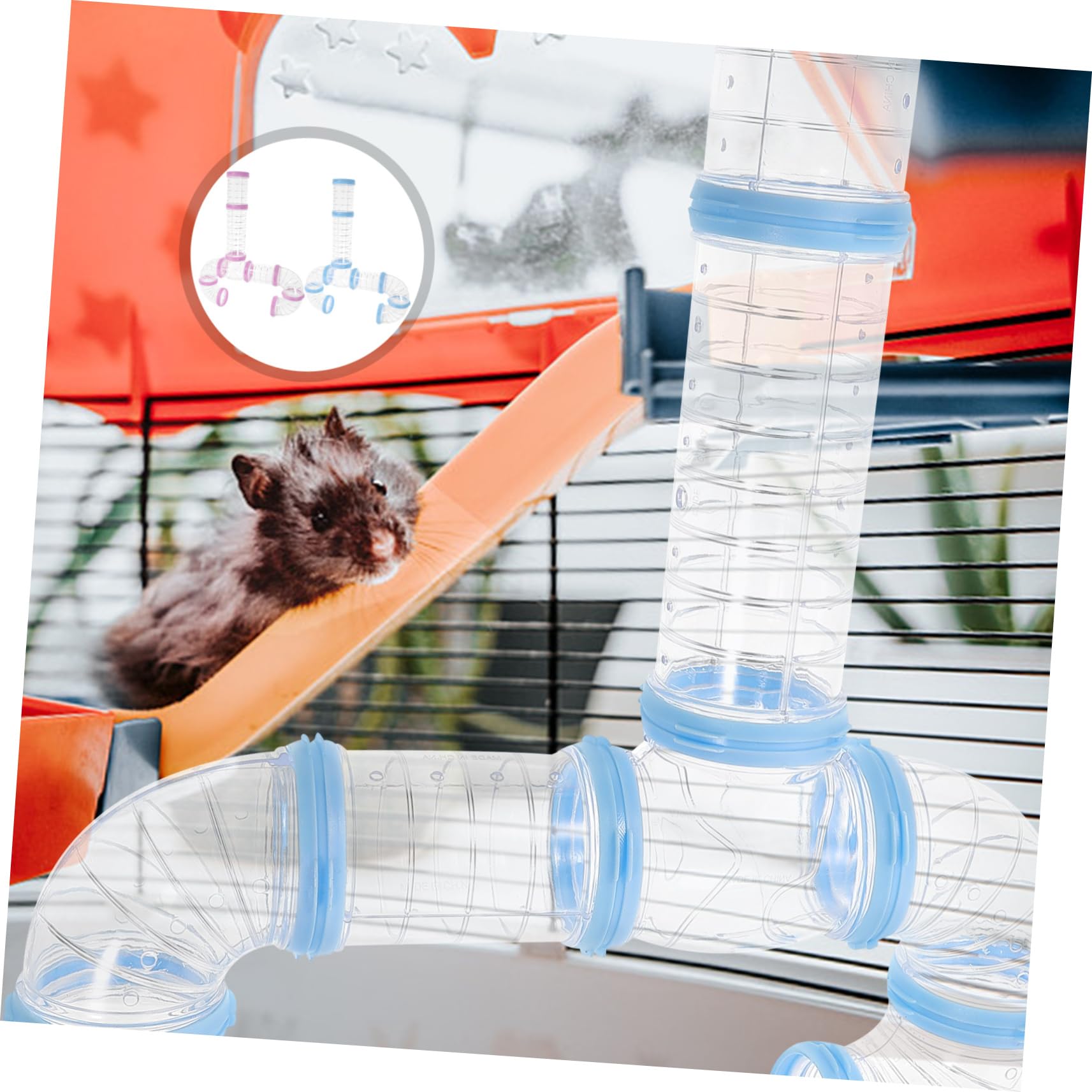 Mikikit 2sätze Hamster Röhrensystem DIY Tunnel Spielset Sicher Belastbar Einfache Montage Vielseitig Kombinierbar Für Hamsterkäfig Zubehör Und Blau Robust Und Praktisch
