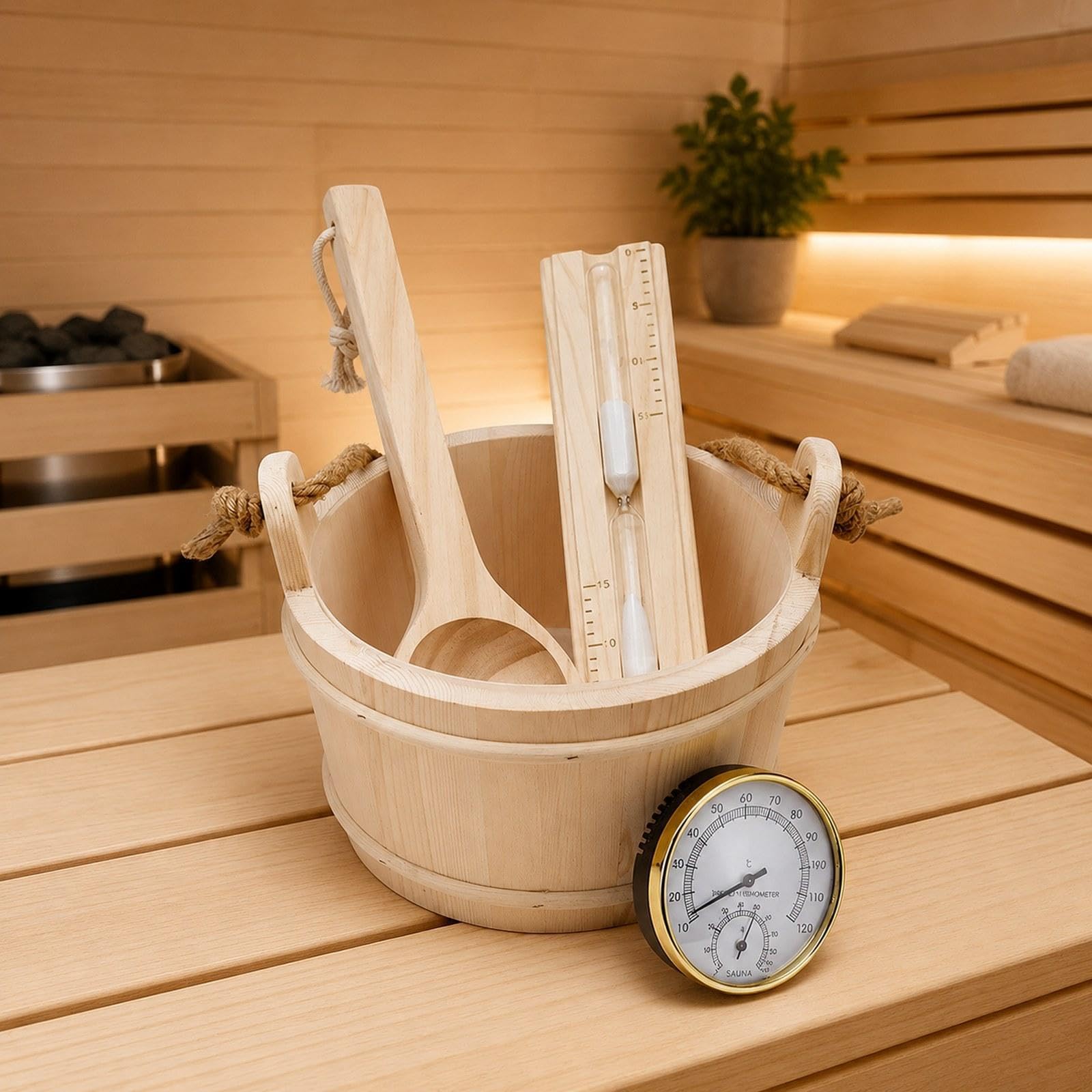 Sauna Eimer Und Schöpfkellen Set, Tragbar, Vielseitig, Premium Saunazubehör
