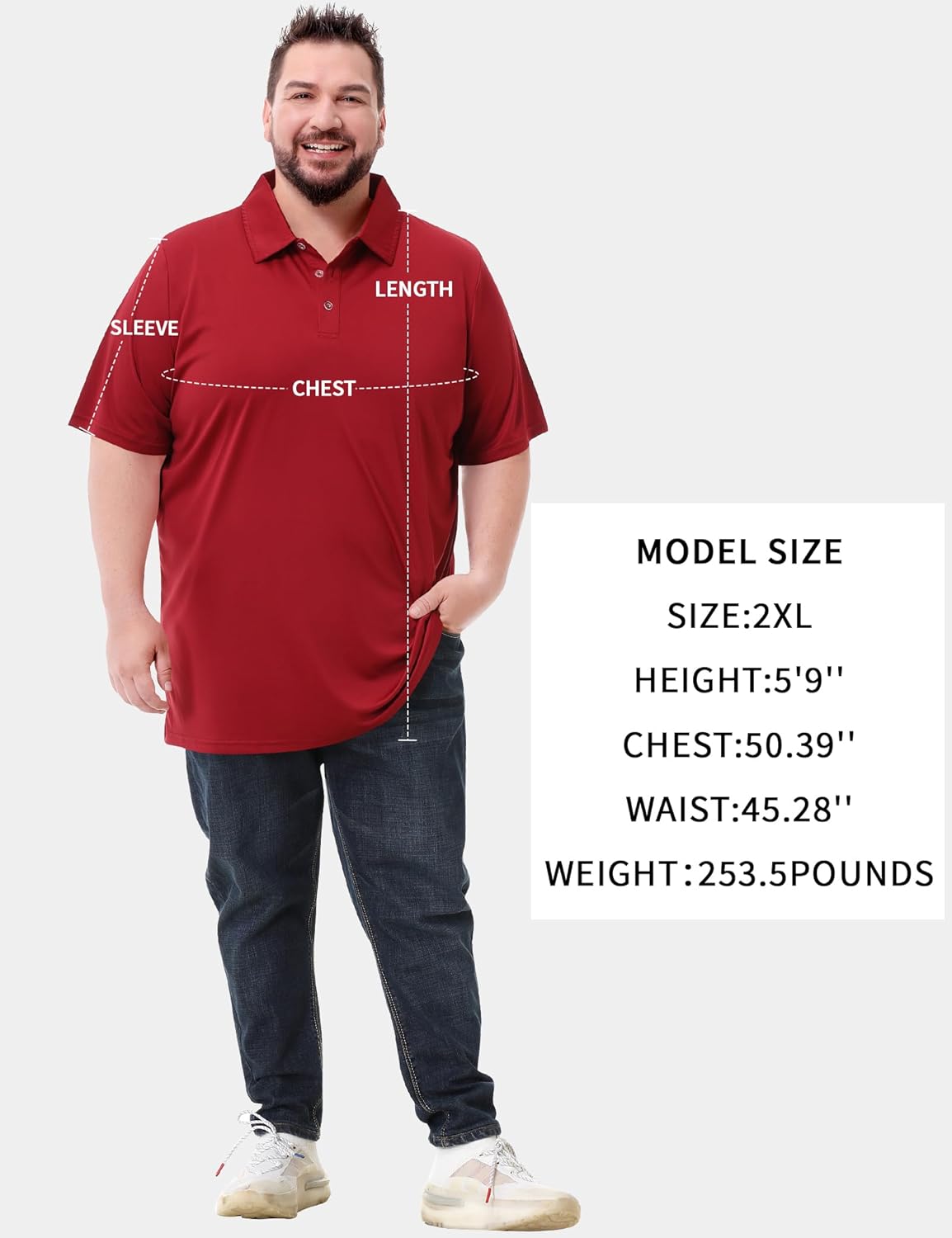 Idtswch Men's Big and Tall Polo Shirts UPF 50+ Casual Work Quick Dry Short Sleeve Collared Golf Shirt（XL-8XL） - Image 6