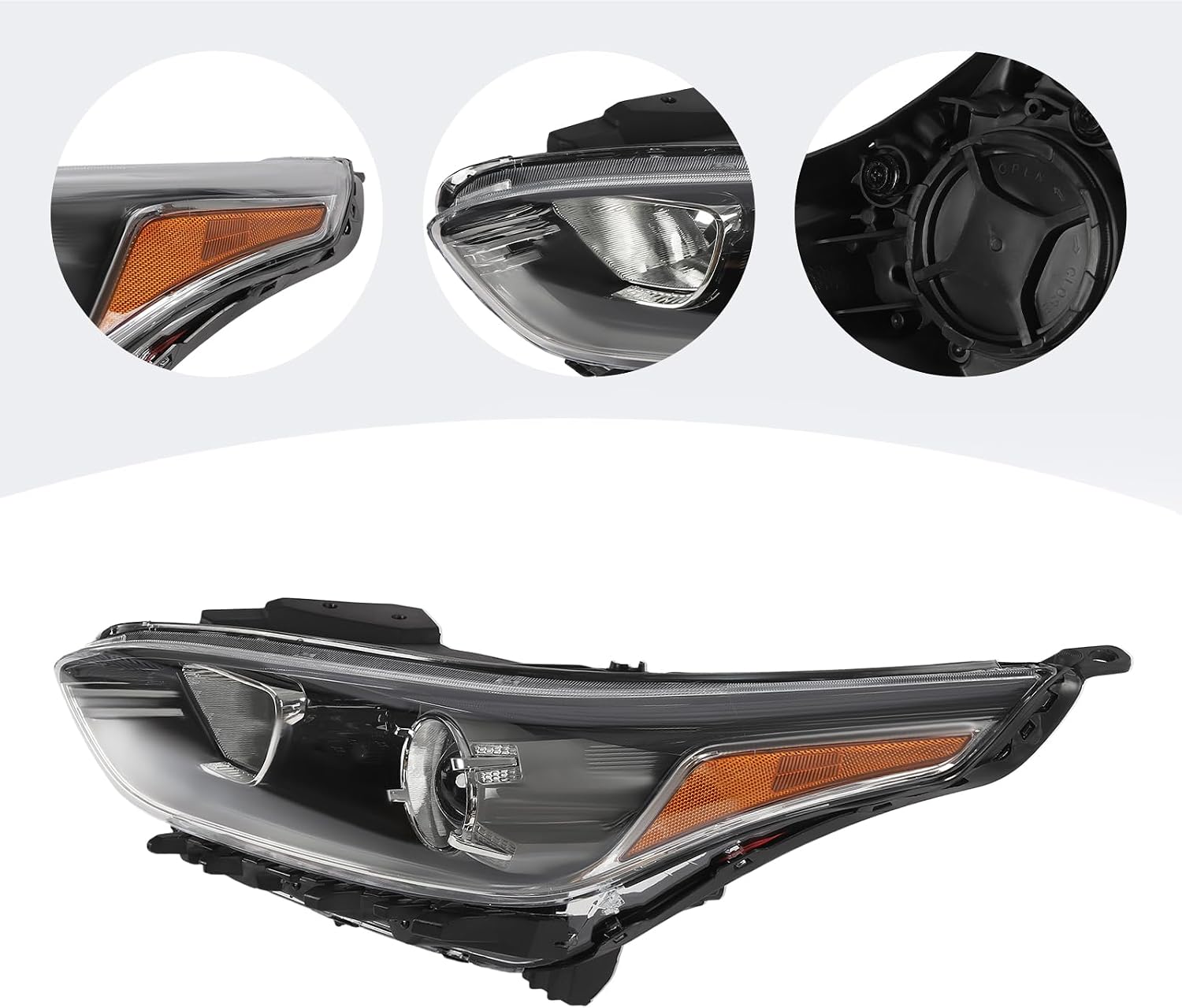 XIJIE - Headlights Assembly Replacement Compatible With Kia Forte 2019 2020 2021 EX FE GT LX Sedan Halogen w/Bulbs Headlights Headlamp Driver's Left Side and Passenger's Right Side Black Housing