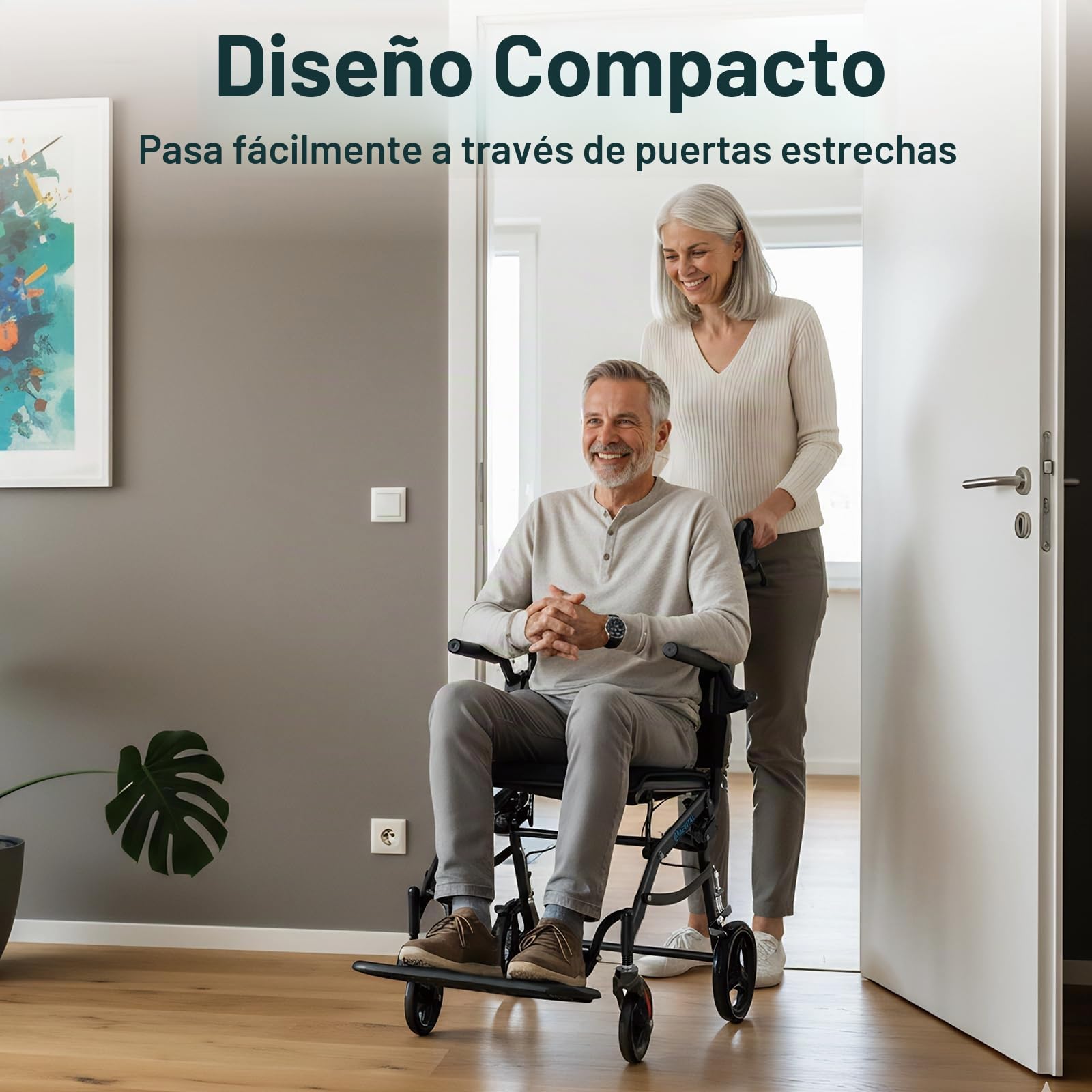Silla de Ruedas Plegable y Ligera, Carrozzina de Transporte para Mayores y Personas con Movilidad Reducida, Con Frenos Manuales, Reposapiés Extraíbles y Diseño Compacto (Black) | Silla de ruedas plegable con altura ajustable, asas ergonómicas, ruedas de 3