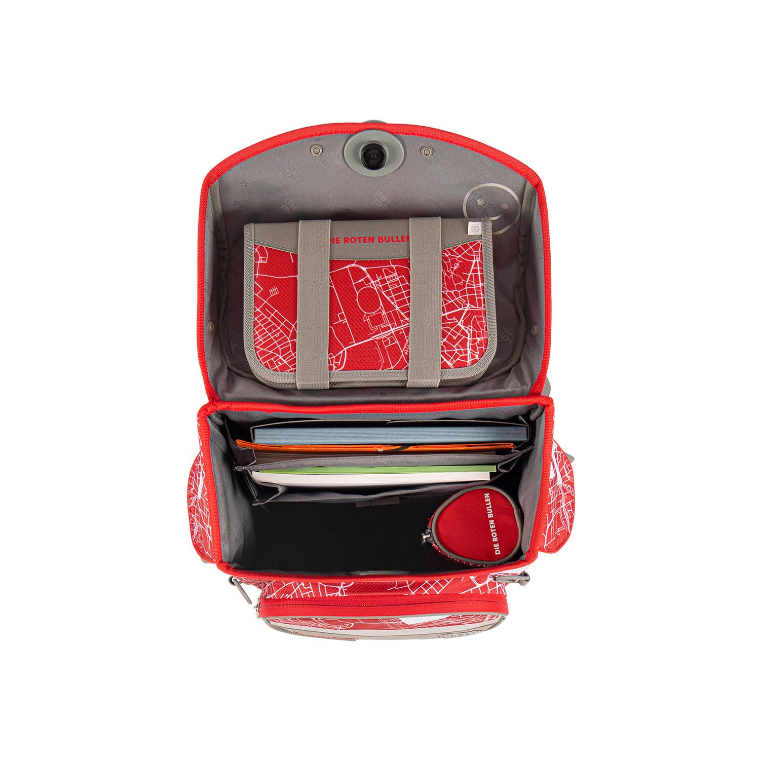 Familando - School Mood Timeless Air+ Schulranzen Set 6-teilig mit Federmappe - Sonder-Edition RB Leipzig - 980g leicht mit 23L Volumen - mit höhenverstellbarem System & Reflektoren - Ab 1. Klasse