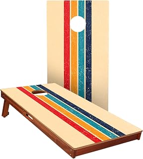 All-Weather Cornhole Boards | Retro Stripes Design | ACA Regulation Corn Hole Game Set