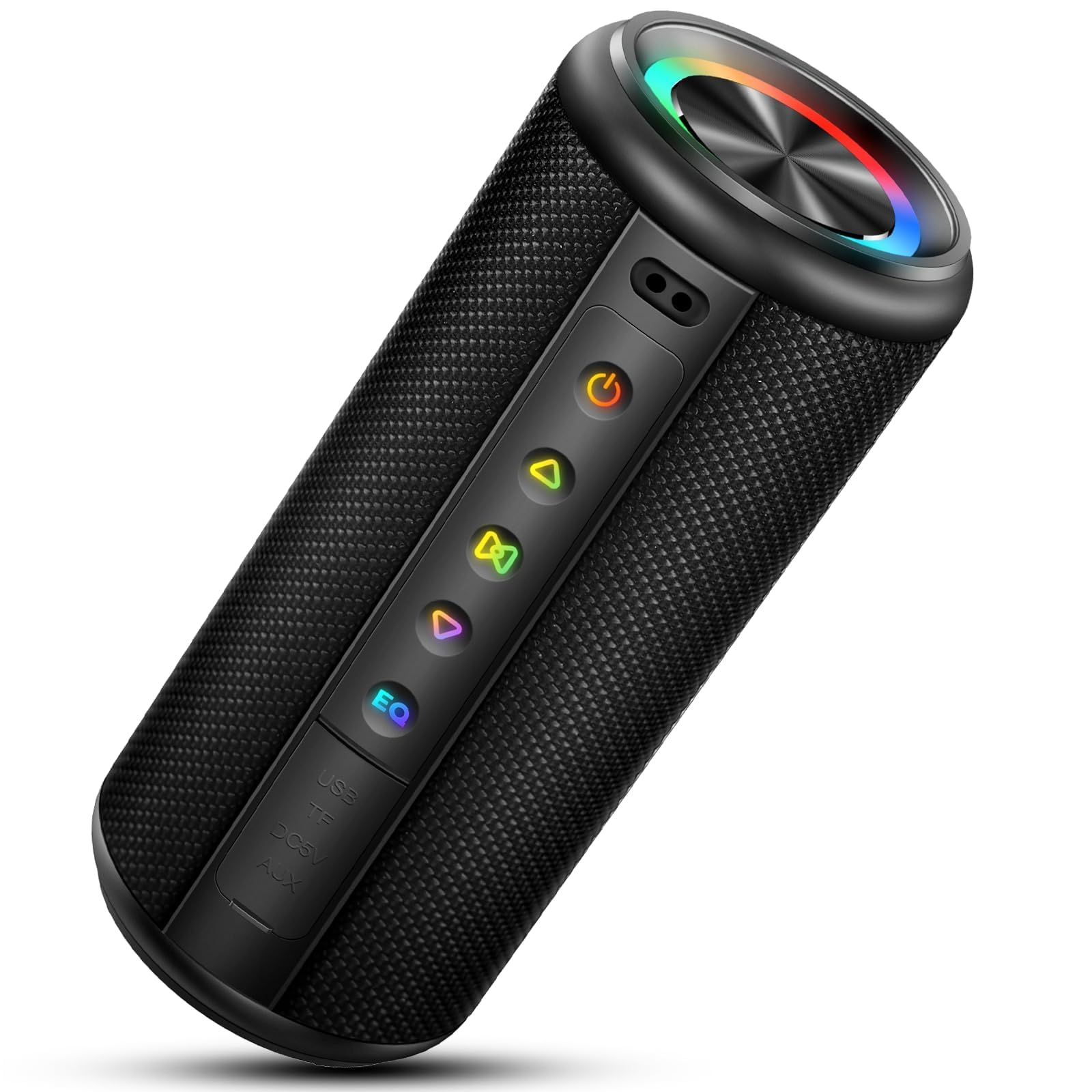 Altavoz Bluetooth Potente 5.4, 15W Pequeño Portatil Altavoz Bluetooth, Luces LED de Colores Inteligentes, 360° Sonido Estéreo TWS, 12H de Reproducción, Impermeable IPX7, para Exterior/Viajes/Fiestas