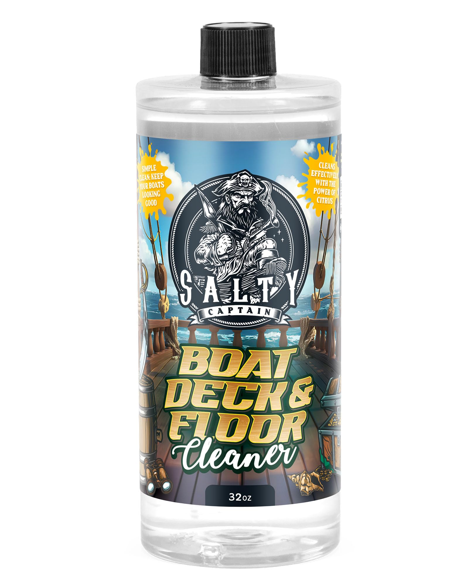 Salty Captain Boat Deck Cleaner – Oxidation Remover for Boat Floors & Surfaces – Restores Shine & Removes Grime – Boat Cleaner Safe for Wood, Fiberglass & Vinyl
