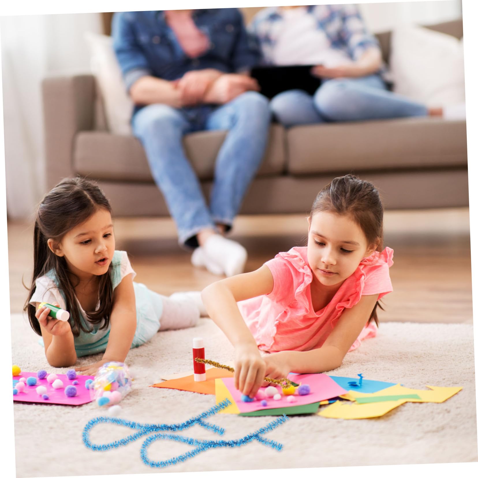 Homoyoyo 400pcs Chenille Stems Handmade Craft Material Glitter Twisted Rods for Boys and Girls' DIY Crafts Family Bonding