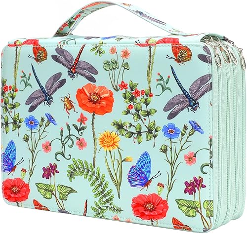 Vomgomfom Estuche para lápices de colores  124 ranuras para lápices con cierre de cremallera, estuche de tela de sarga de gran capacidad para