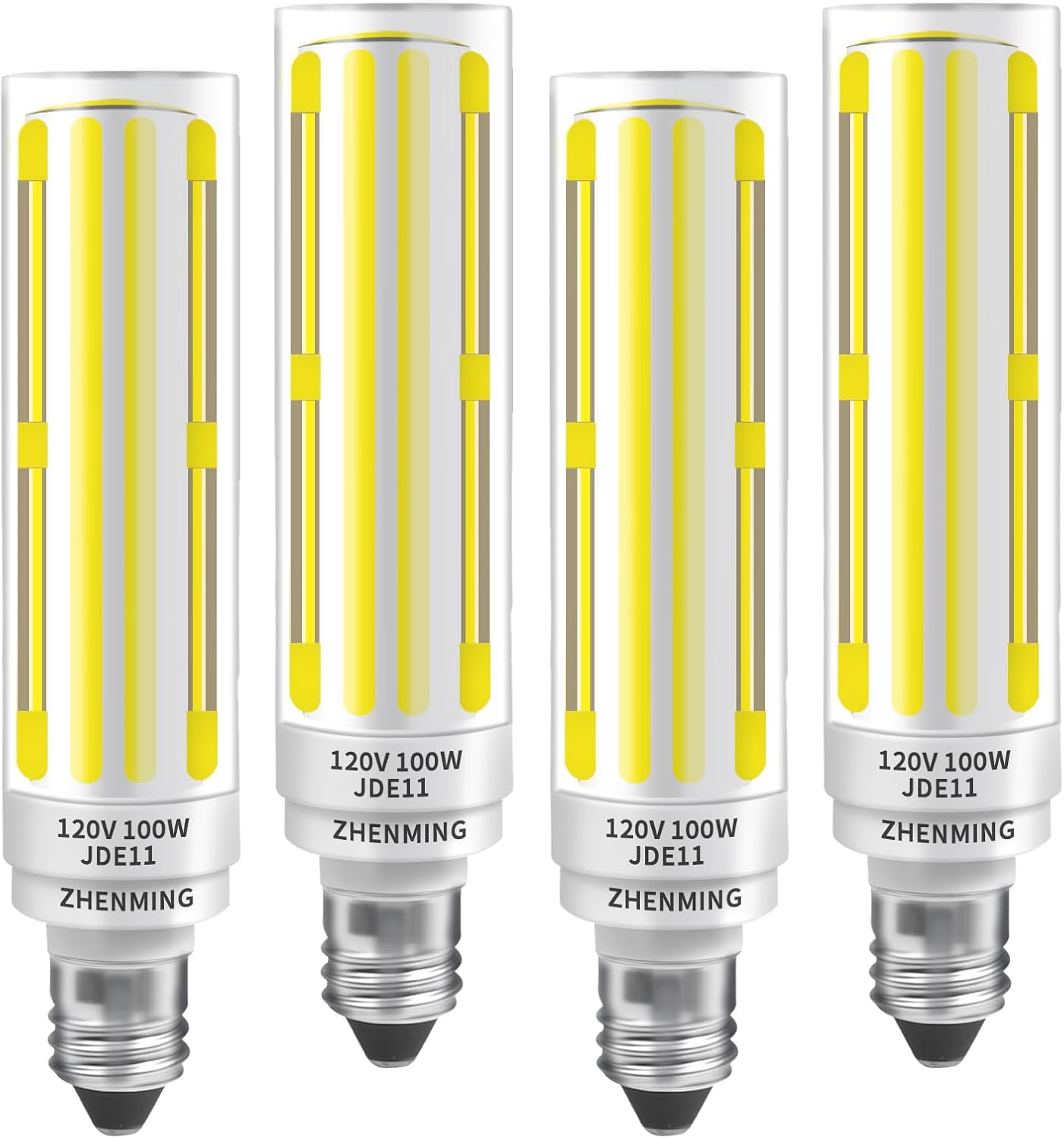 JDE11 Led Bulbs 120V 100W Halogen Candelabra Bulbs Equivalent Dimmable,COB LED T6 Mini Candelabra Base JD E11 Bulb, 6000K Daylilght White 10W 1100lm for Chandeliers,Ceiling Fan,Cabinet Lighting,4Pcs