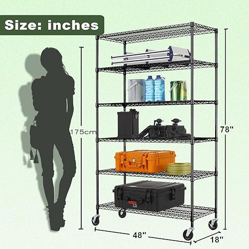 Miniatura 2 de Estantes de almacenamiento, Unidad de Estantería de Alambre de 6 Niveles NSF Certificado Estante de Almacenamiento 18 "D x 48" Ancho x 78 "H 6000Lbs