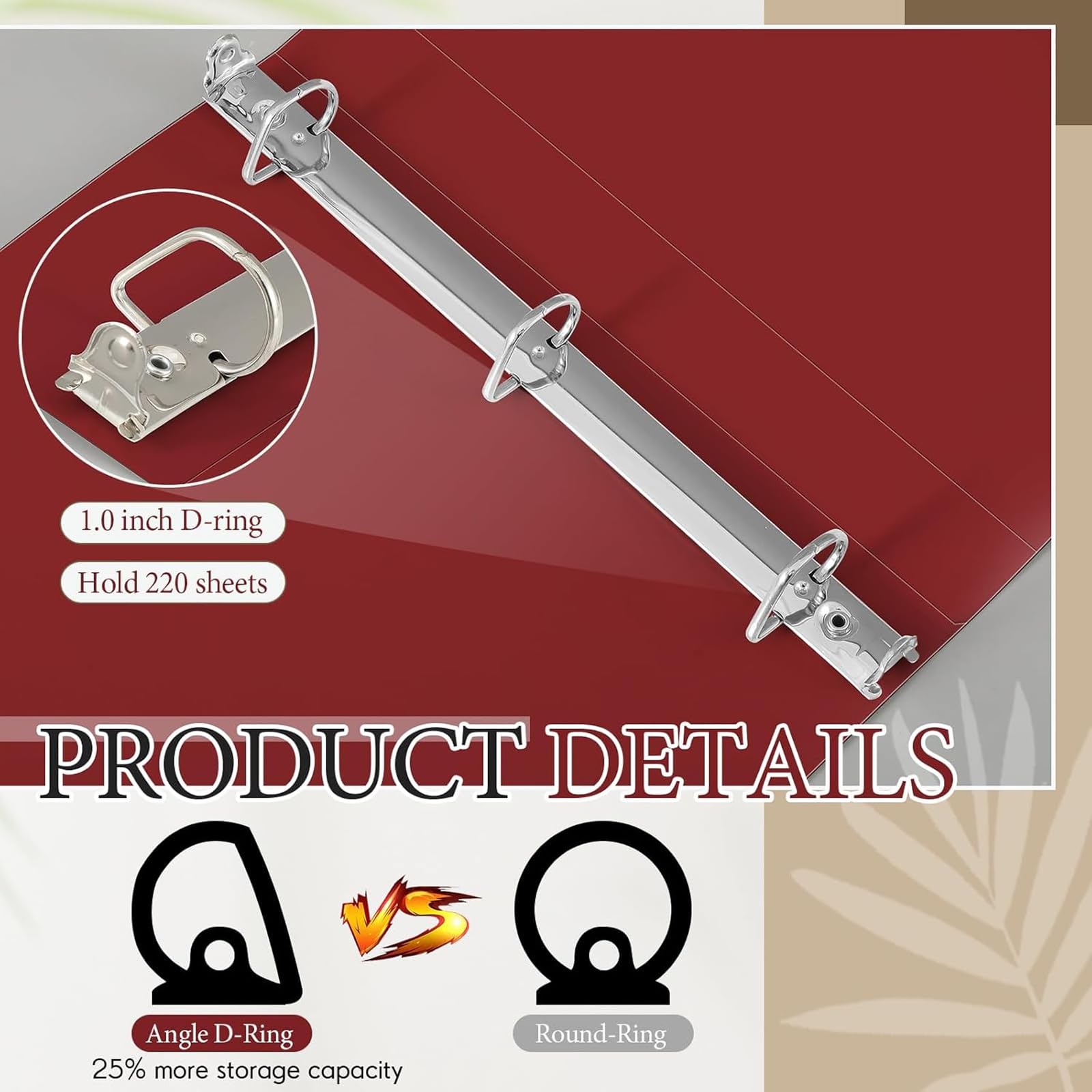 8 raccoglitori ad anelli da 2,5 cm a 3 anelli, resistenti, contengono carta da 28 x 43,2 cm, per progetti artistici, ufficio, casa, luoghi di lavoro (rosso scuro)